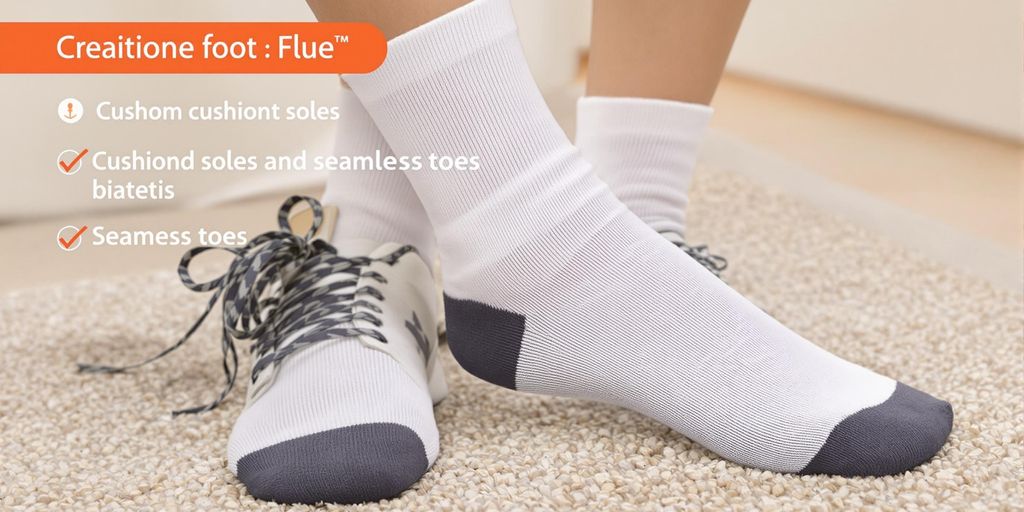Athletic diabetic socks on sneakers with cushioned soles