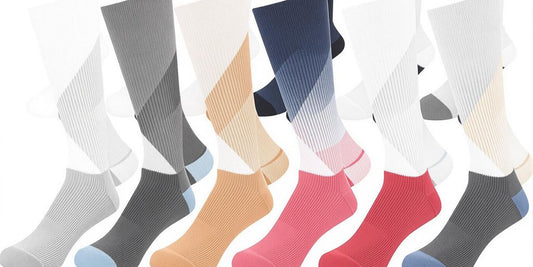 Assorted men's wide ankle socks arranged on white background.