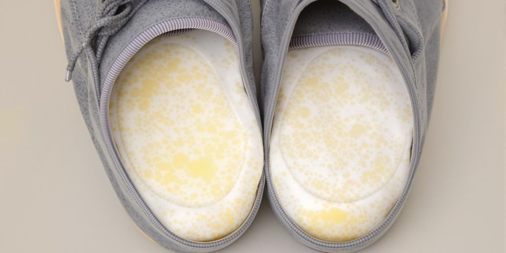Close view of shoes with memory foam inserts inside