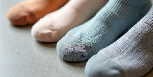 Soft diabetic socks for sensitive skin in various colors.