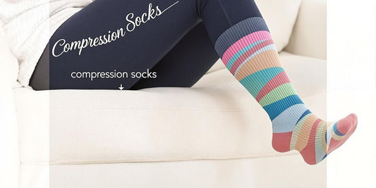 Person wearing colorful plus size compression socks