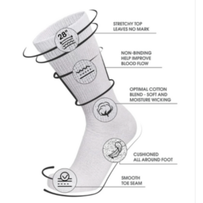 Extra Wide Diabetic Socks, Crew/Over-the-Calf Medical Swollen Feet - Unisex (L/XXL) - ZenHeel.com