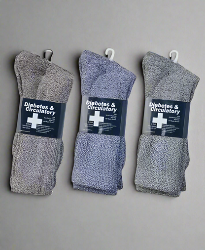 Men's Heathered Knit Diabetic Athletic Crew Socks