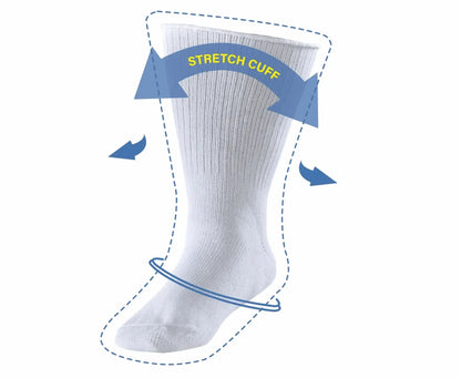Extra wide diabetic socks with a stretch cuff for comfortable wear and improved circulation