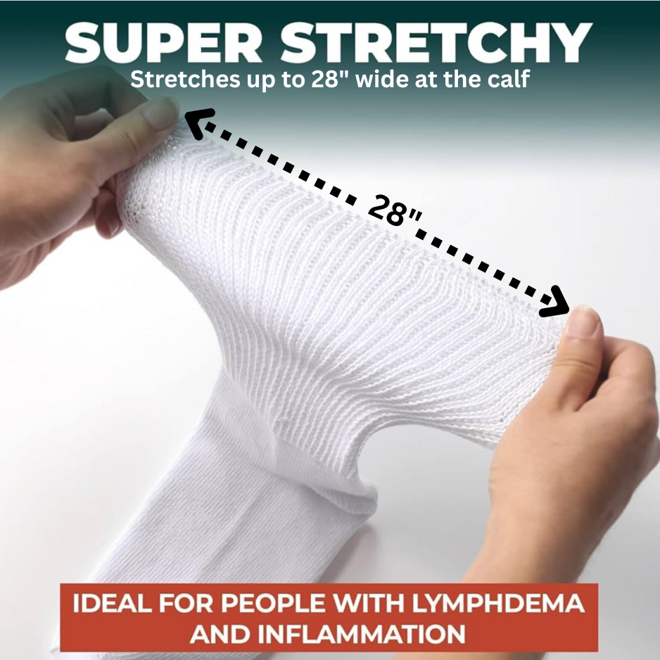 Extra Wide Diabetic Socks, Crew/Over-the-Calf Medical Swollen Feet - Unisex (L/XXL) - ZenHeel.com
